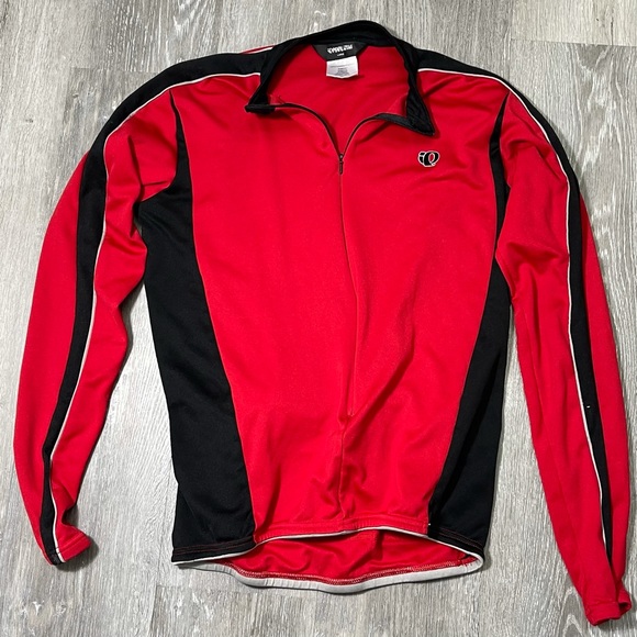 Pearl iZumi Men’s Large Red Long Sleeve Quarter Zip - Picture 1 of 10